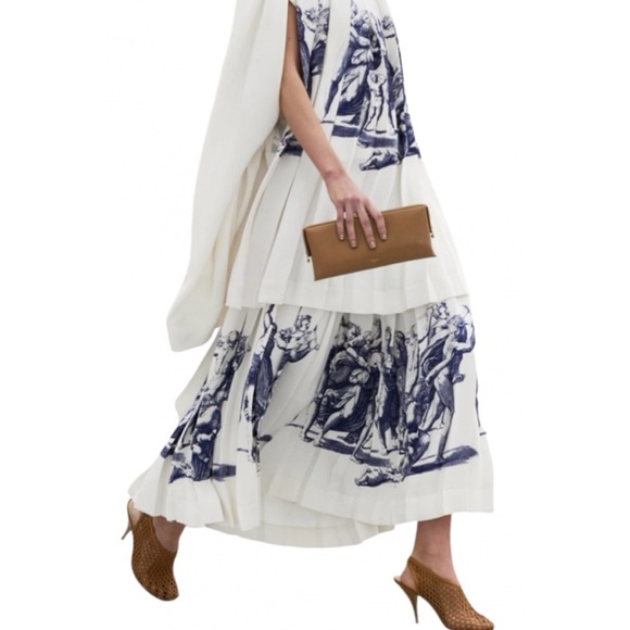 CÉLINE ETCHING PRINT SILK MIDI PLEATED WRAP SKIRT SIZE 40 BY PHOEBE PHILO - Picture 10 of 11